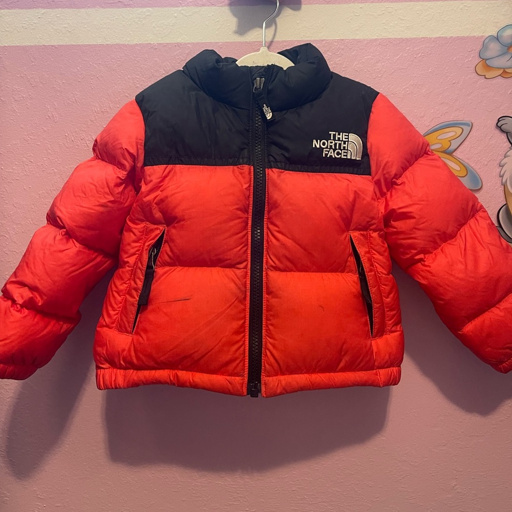 The North Face Red and Black Puffer Jacket
